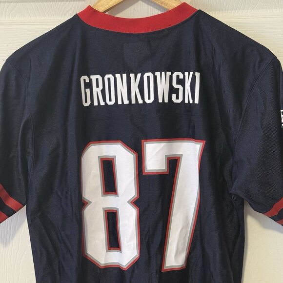 Youth L Rob Gronkowski #87 New England Patriots NFL Jersey Blue 14/16 Excellent - Picture 4 of 8